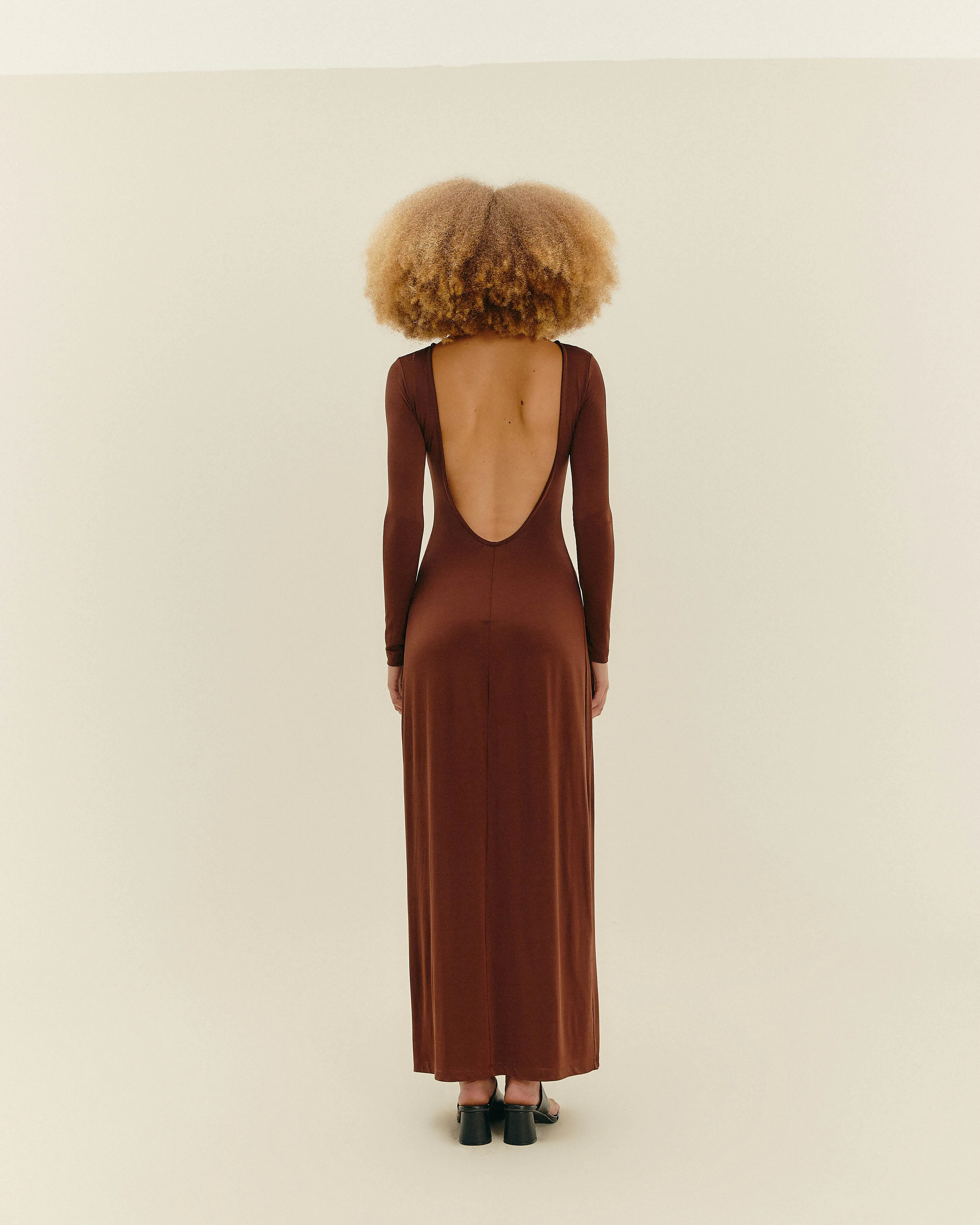 70S DRESS BRAUNA BROWN