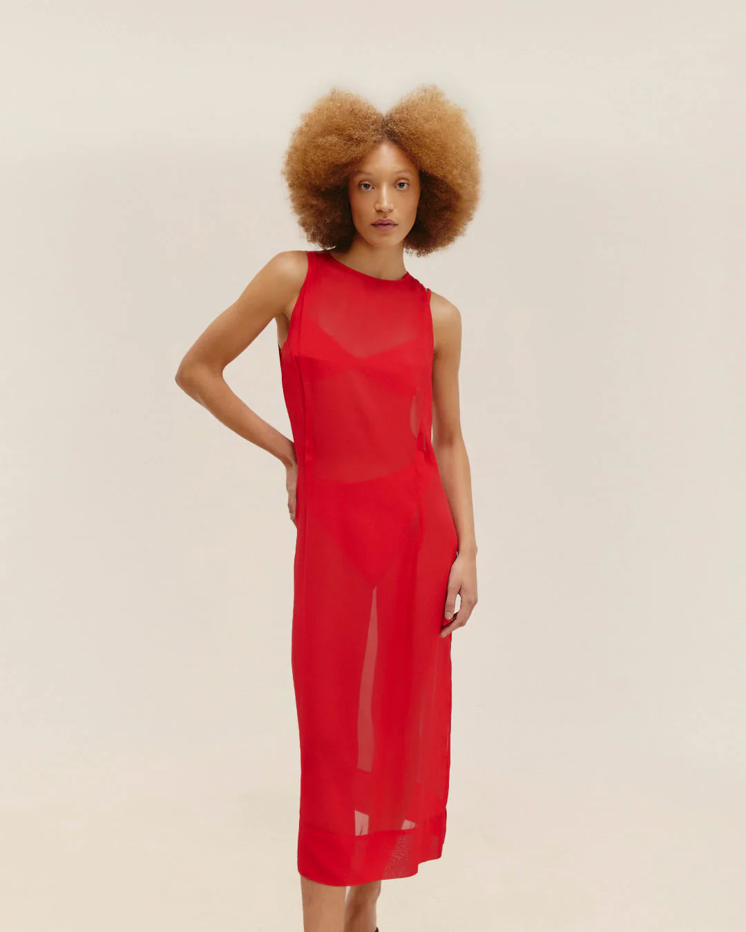 BARBARA DRESS RED SHIFT - Image 3