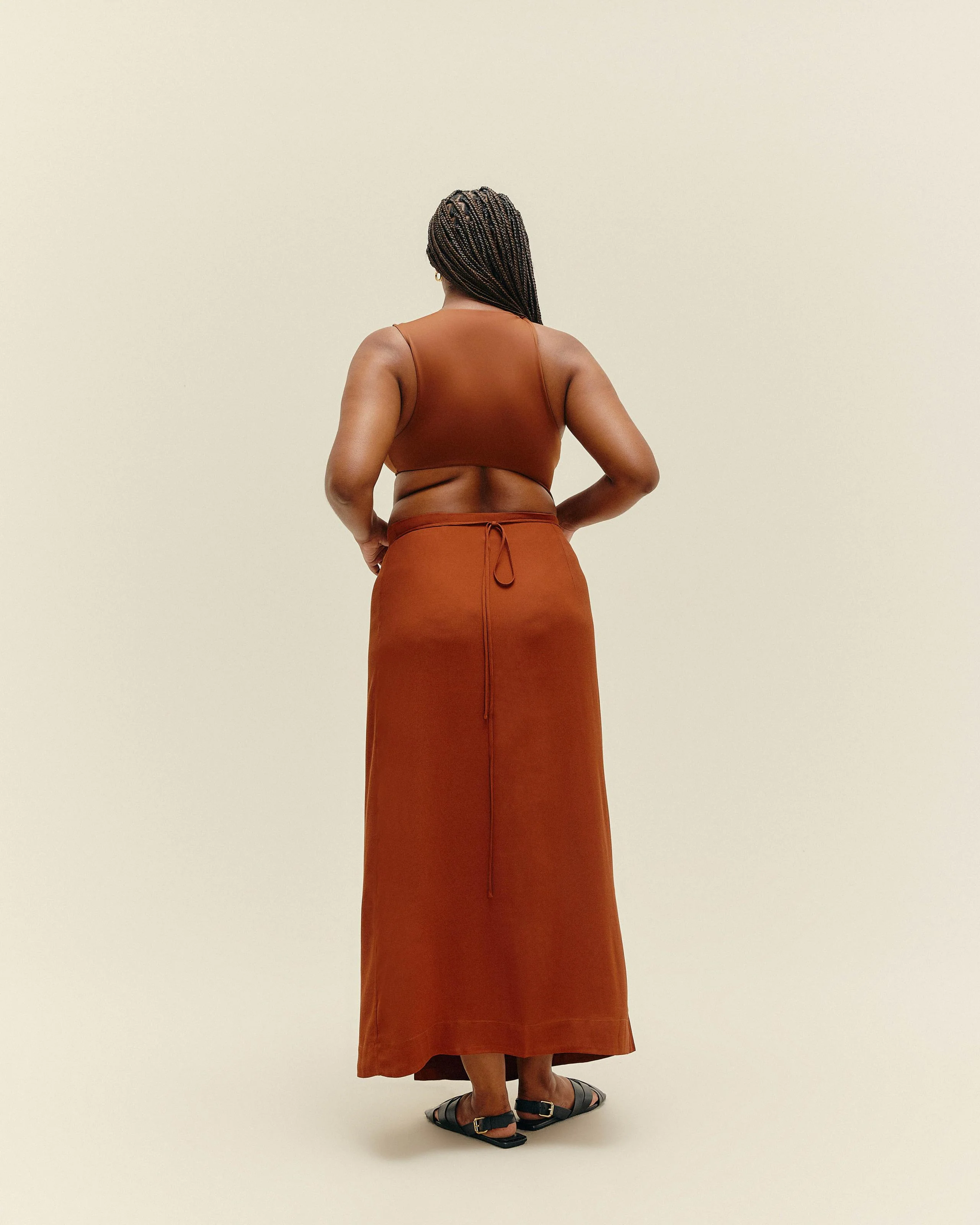 CREPE LUD SKIRT MID BROWN - Image 2