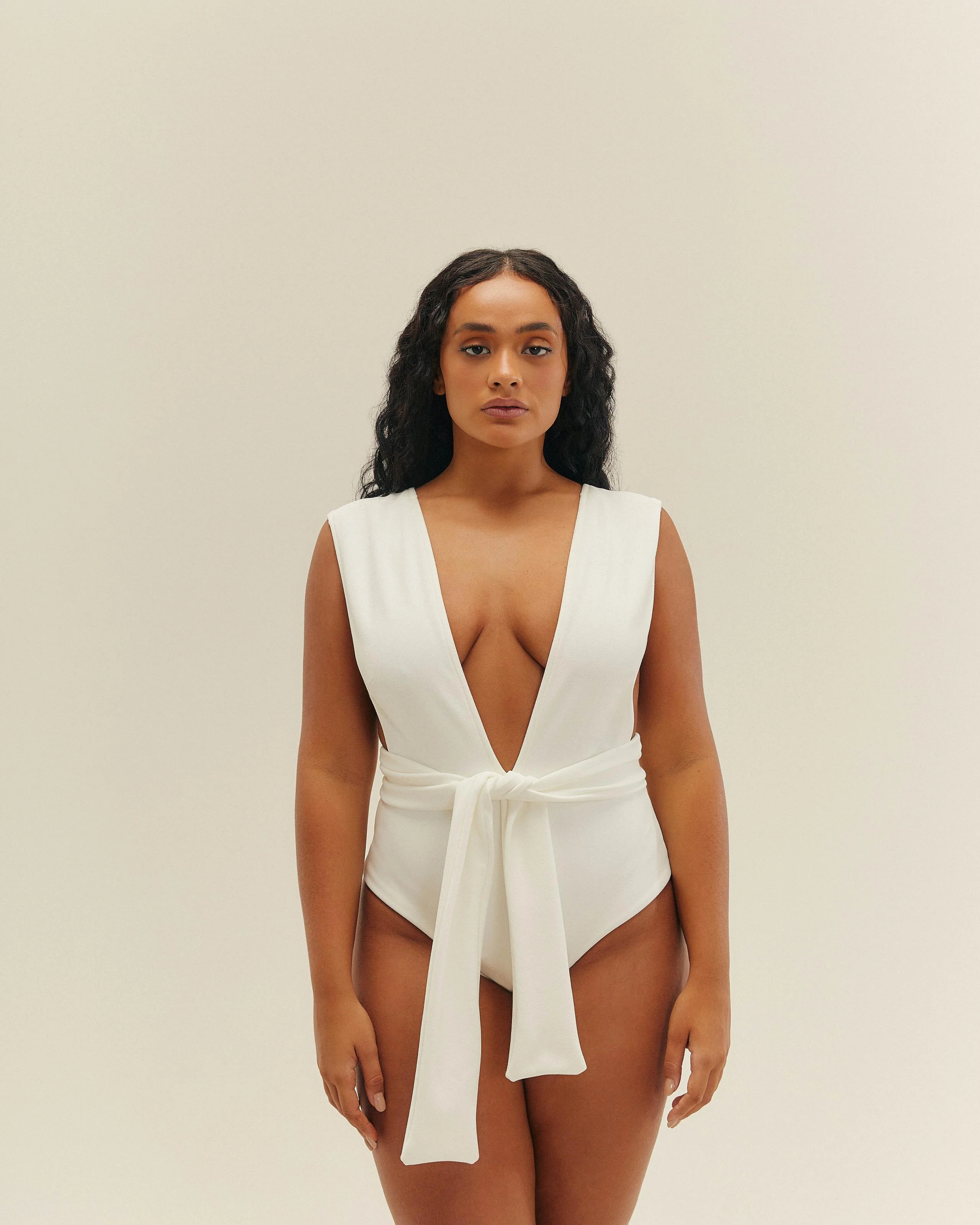 CREPE V SWIMSUIT OFF-WHITE - Image 3
