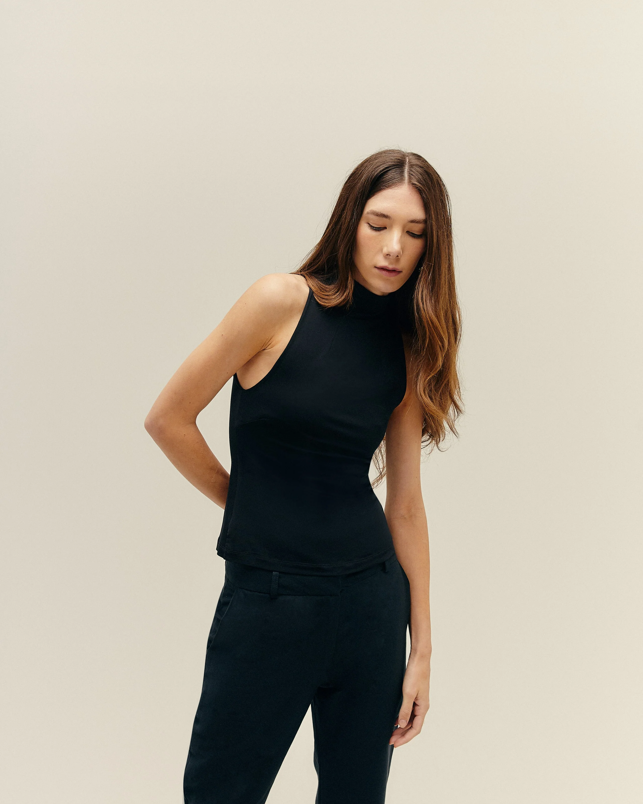 HIGH NECK BLOUSE BLACK - Image 7