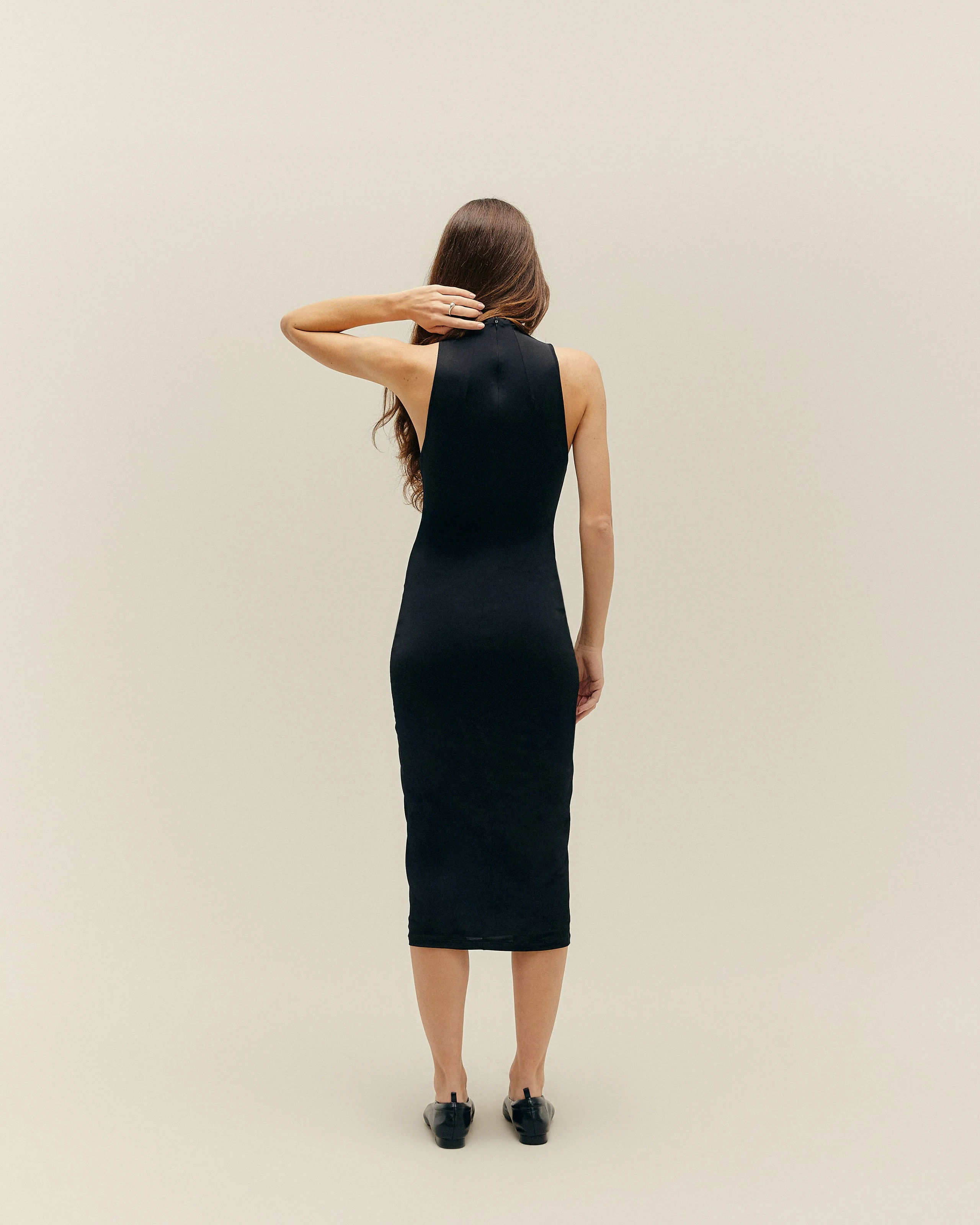 HIGH NECK DRESS BLACK - Image 4