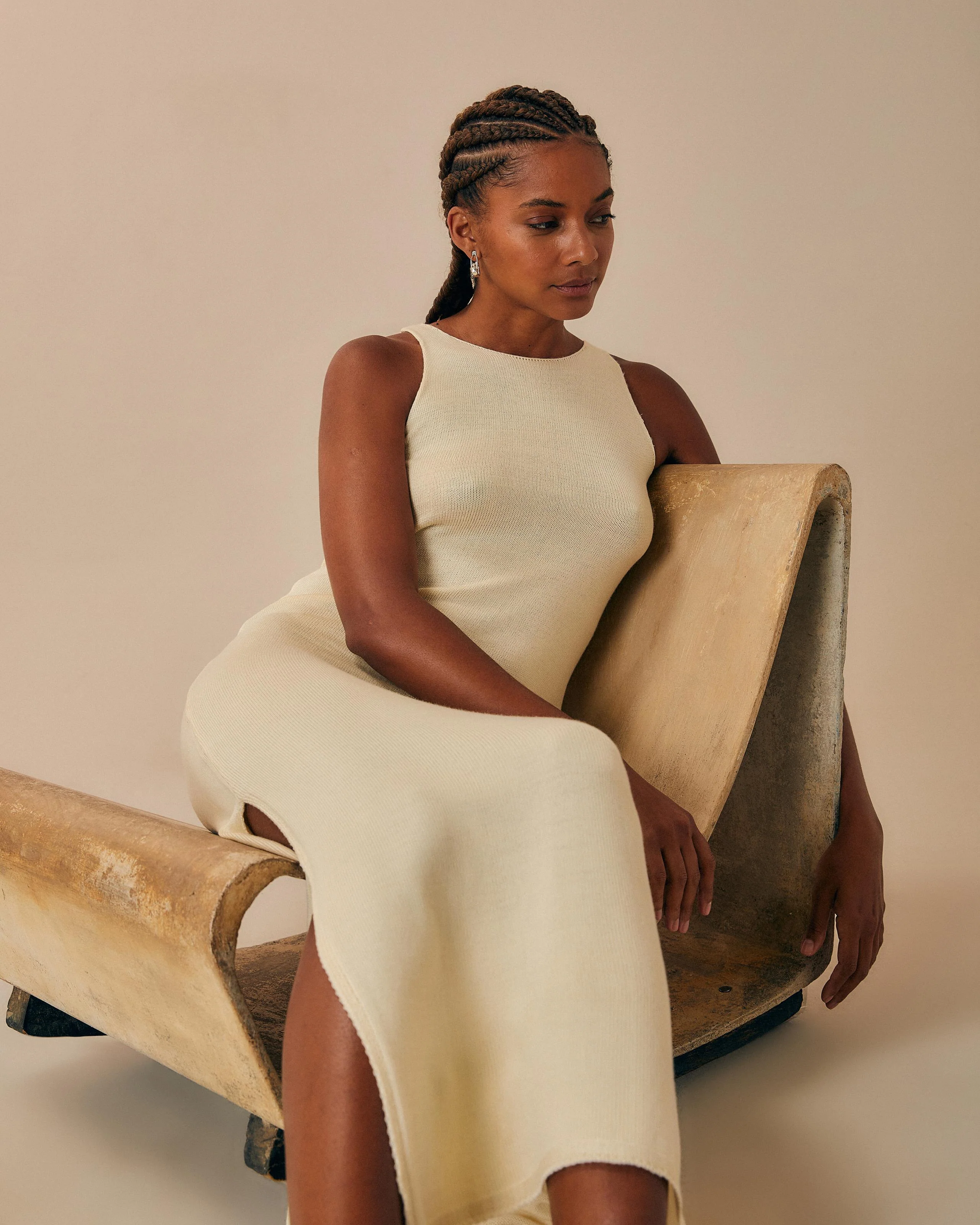 KNIT BETA DRESS OFF-WHITE - Image 3