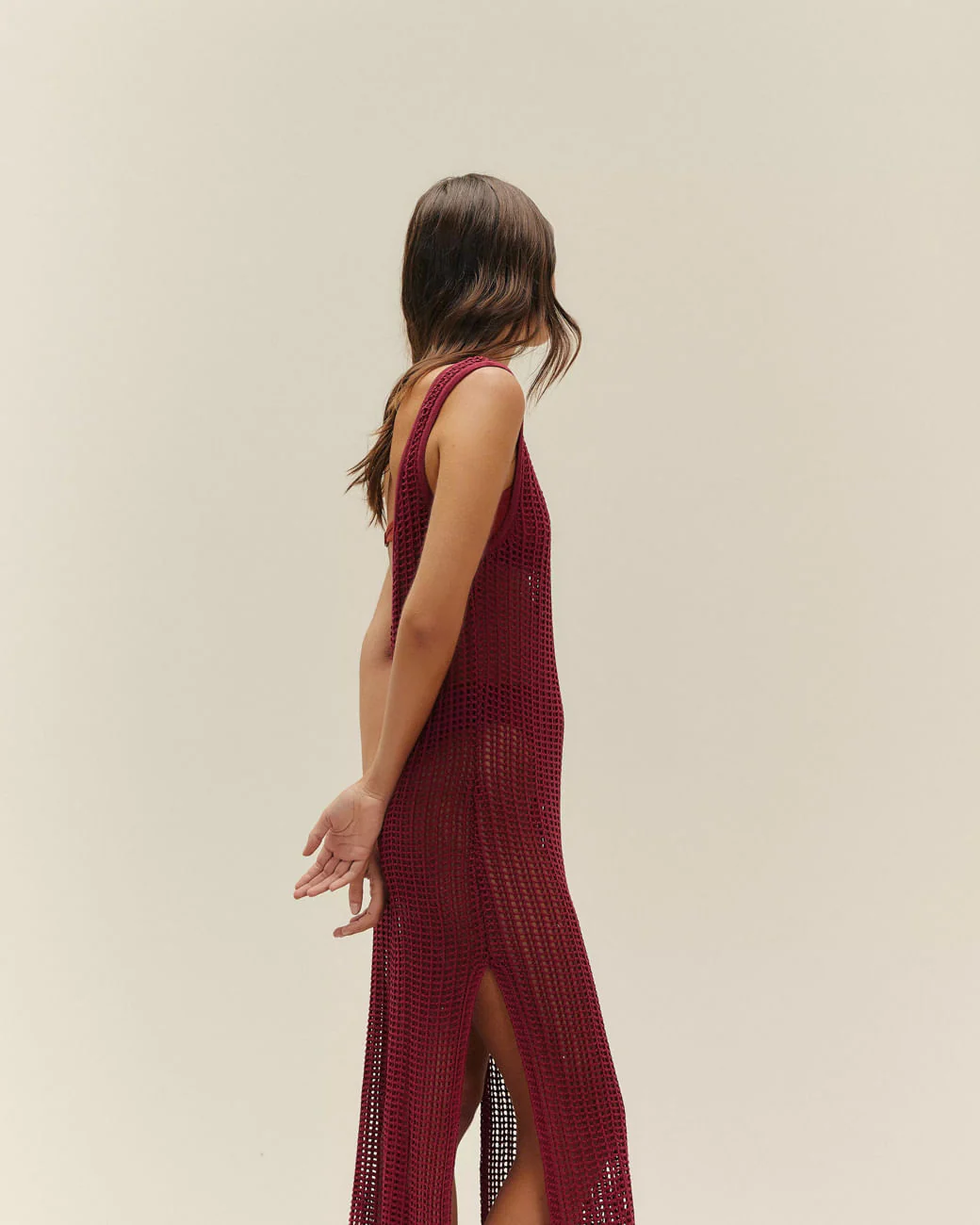KNIT BETH DRESS BORDEAUX - Image 3