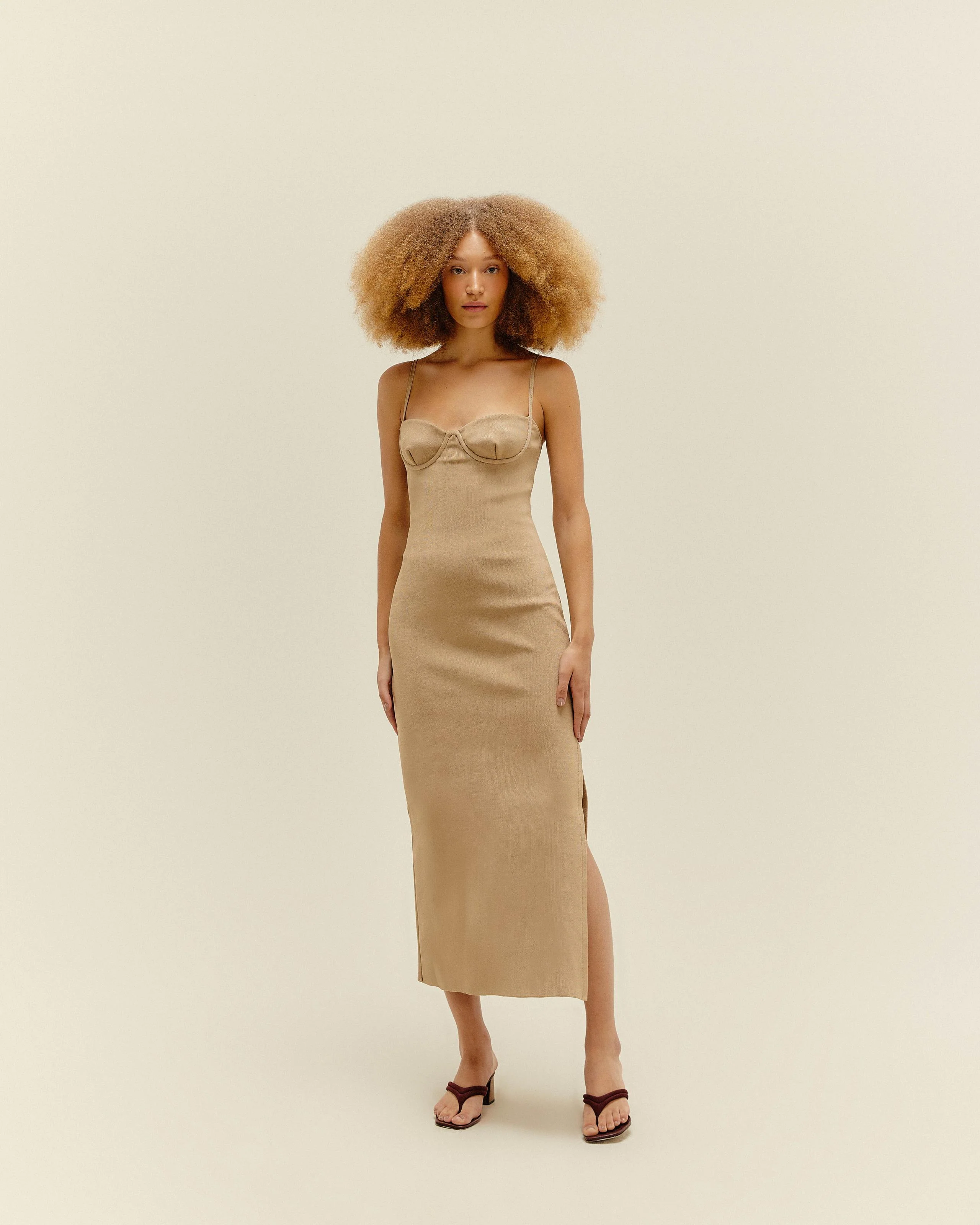 KNIT CHLOE DRESS STRAW BEIGE