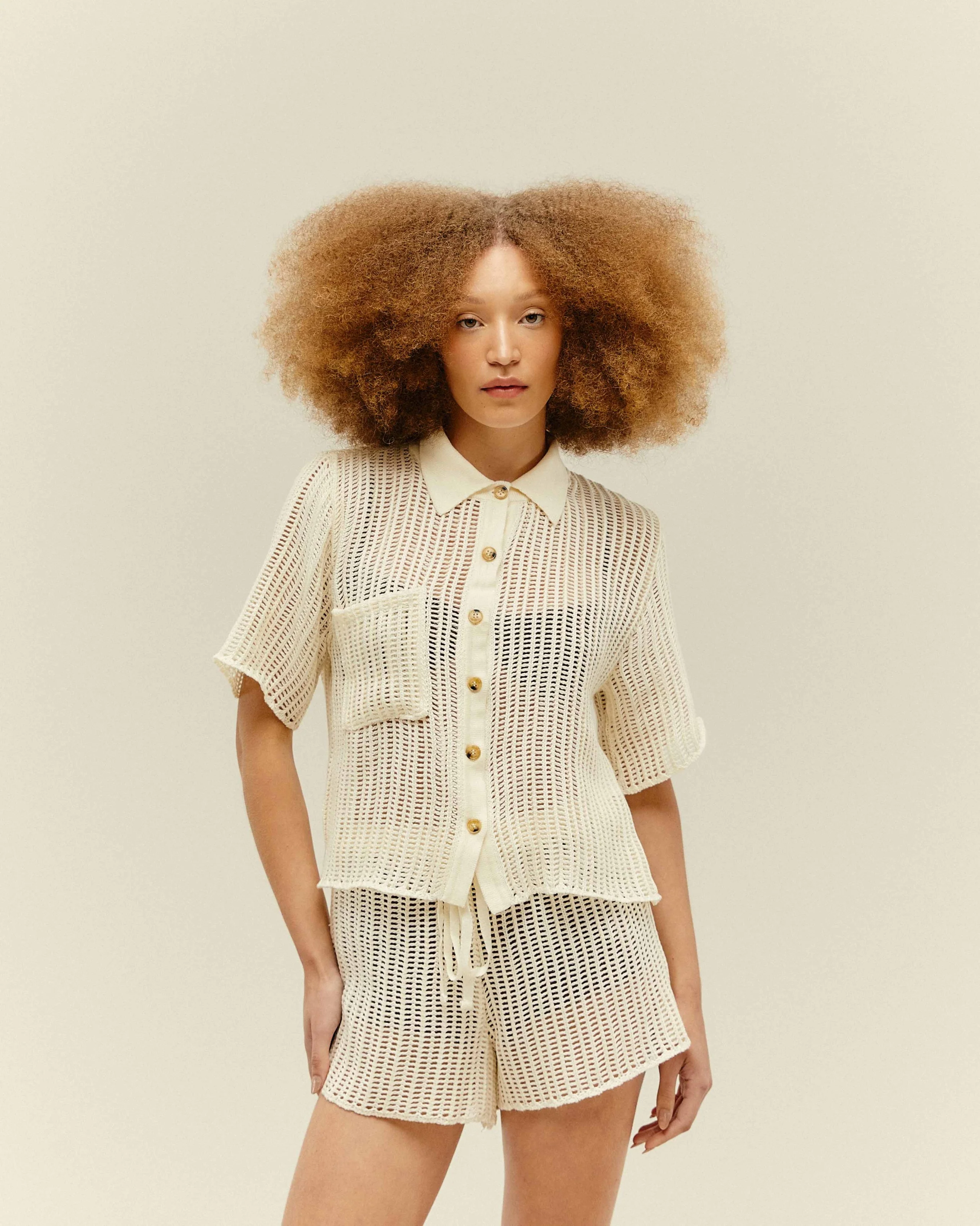 KNIT EMMA SHIRT OFF-WHITE - Image 3