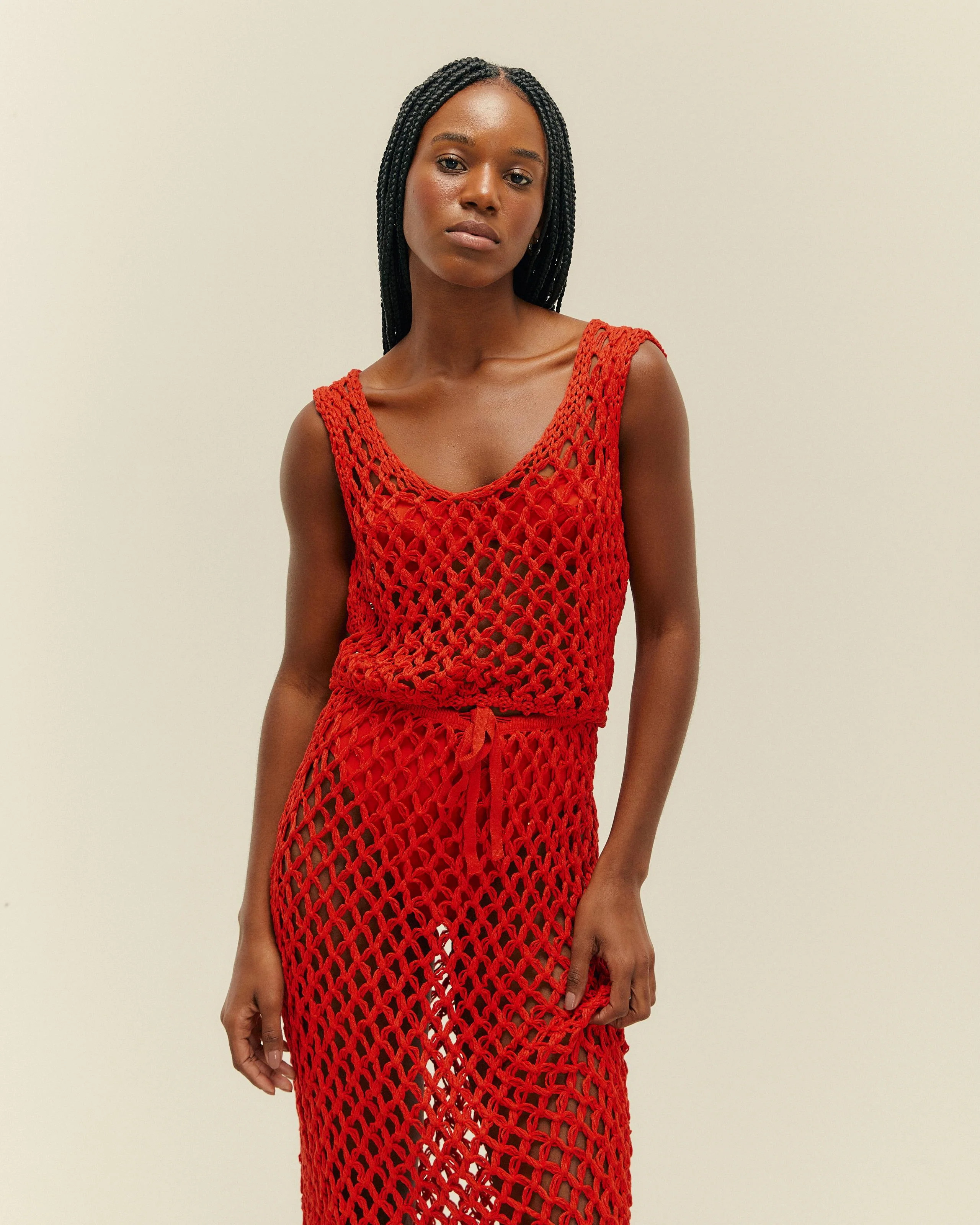 KNIT MOANA TOP RED