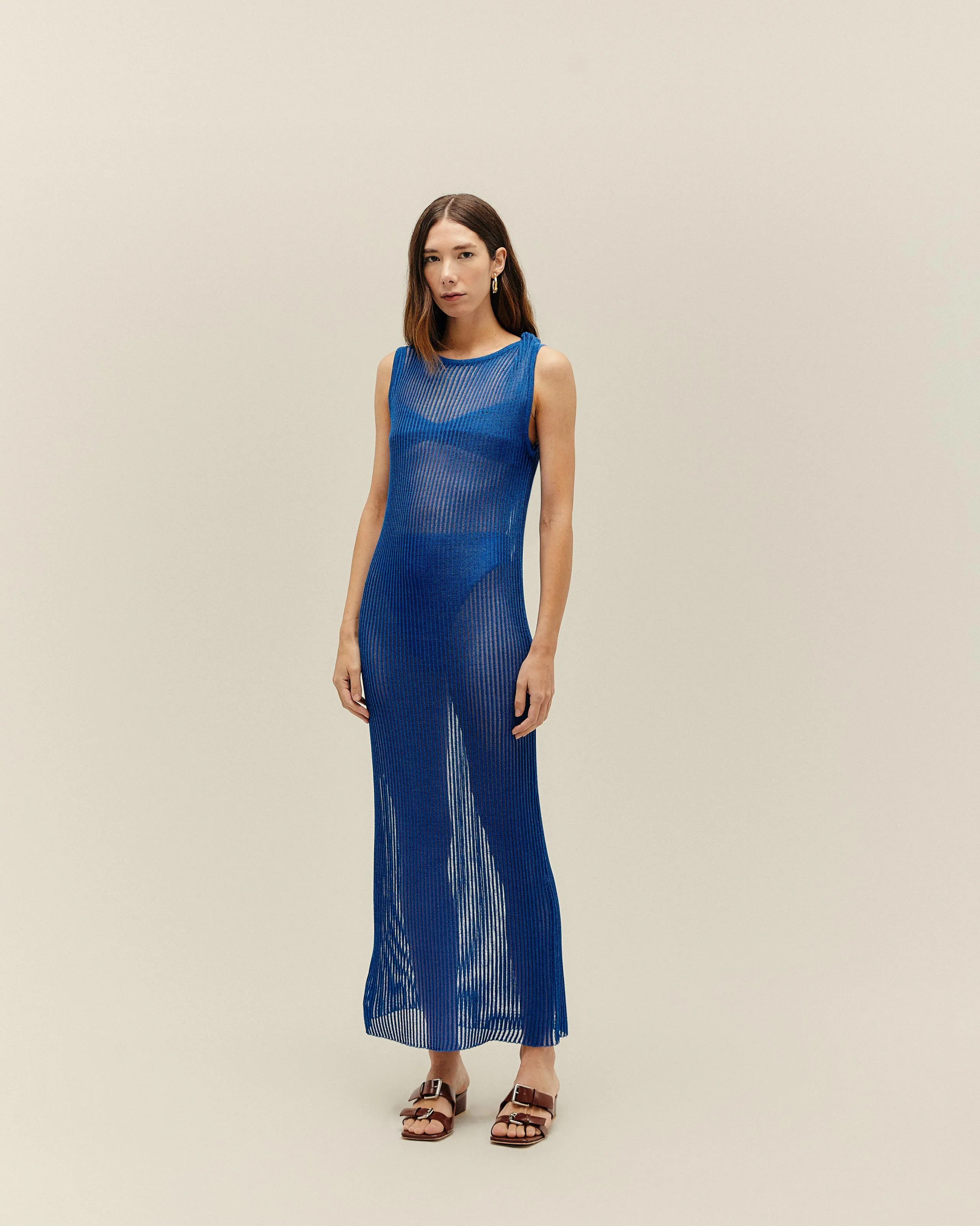 KNIT TWISTED DRESS COBALT BLUE