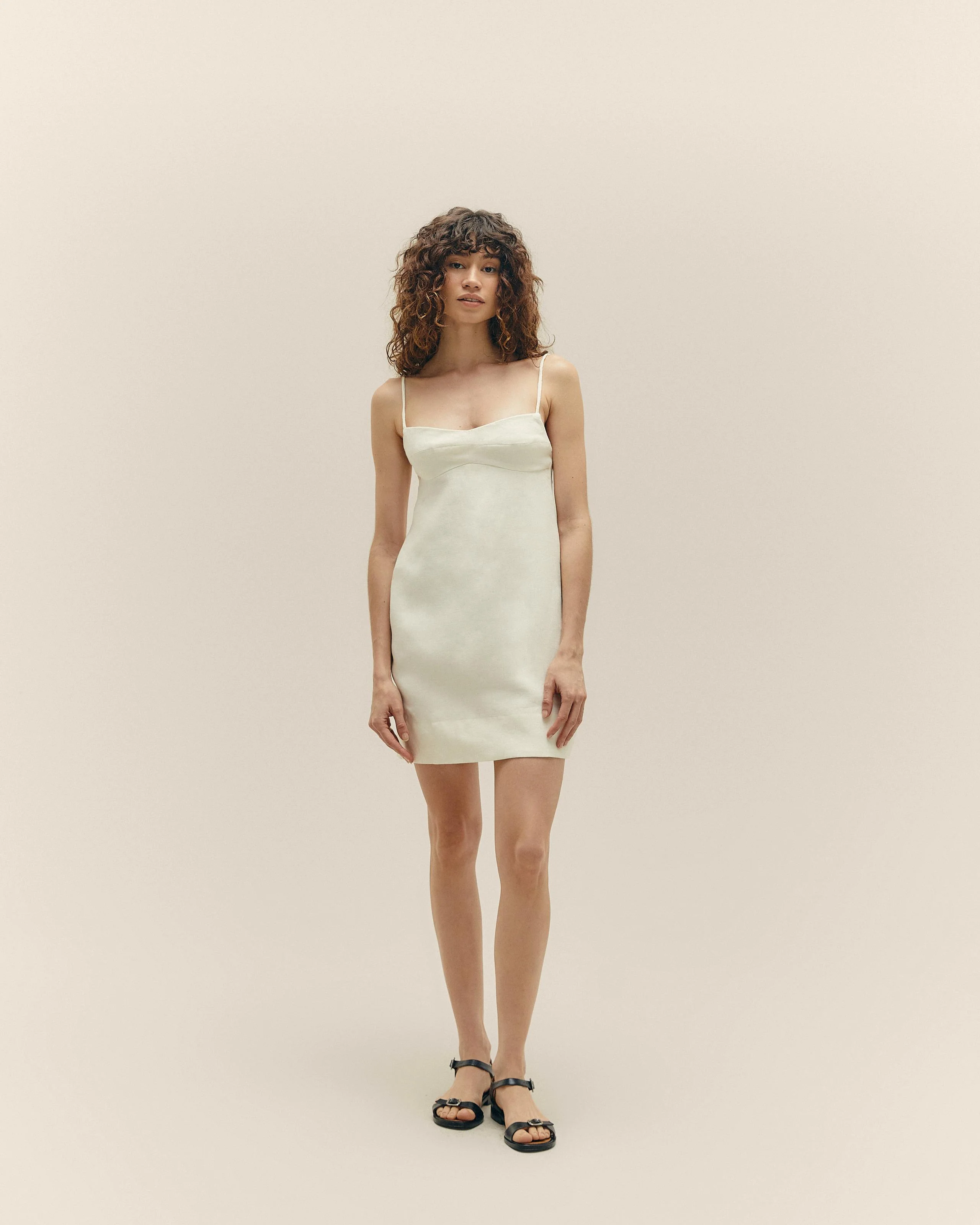 LINEN PATRICIA MINI DRESS OFF-WHITE