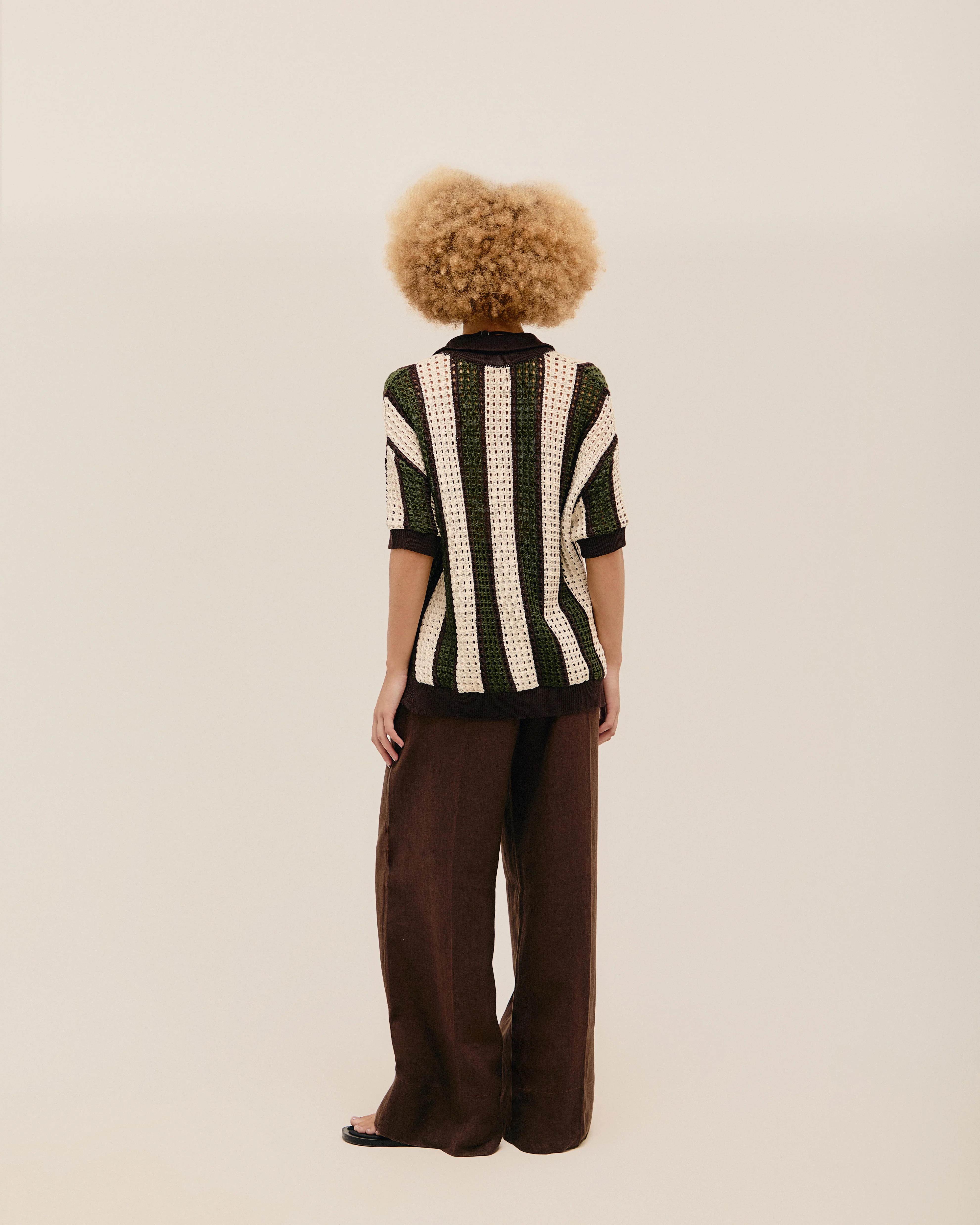 OVER KNIT TOP. OLIVE STRIPES - Image 3
