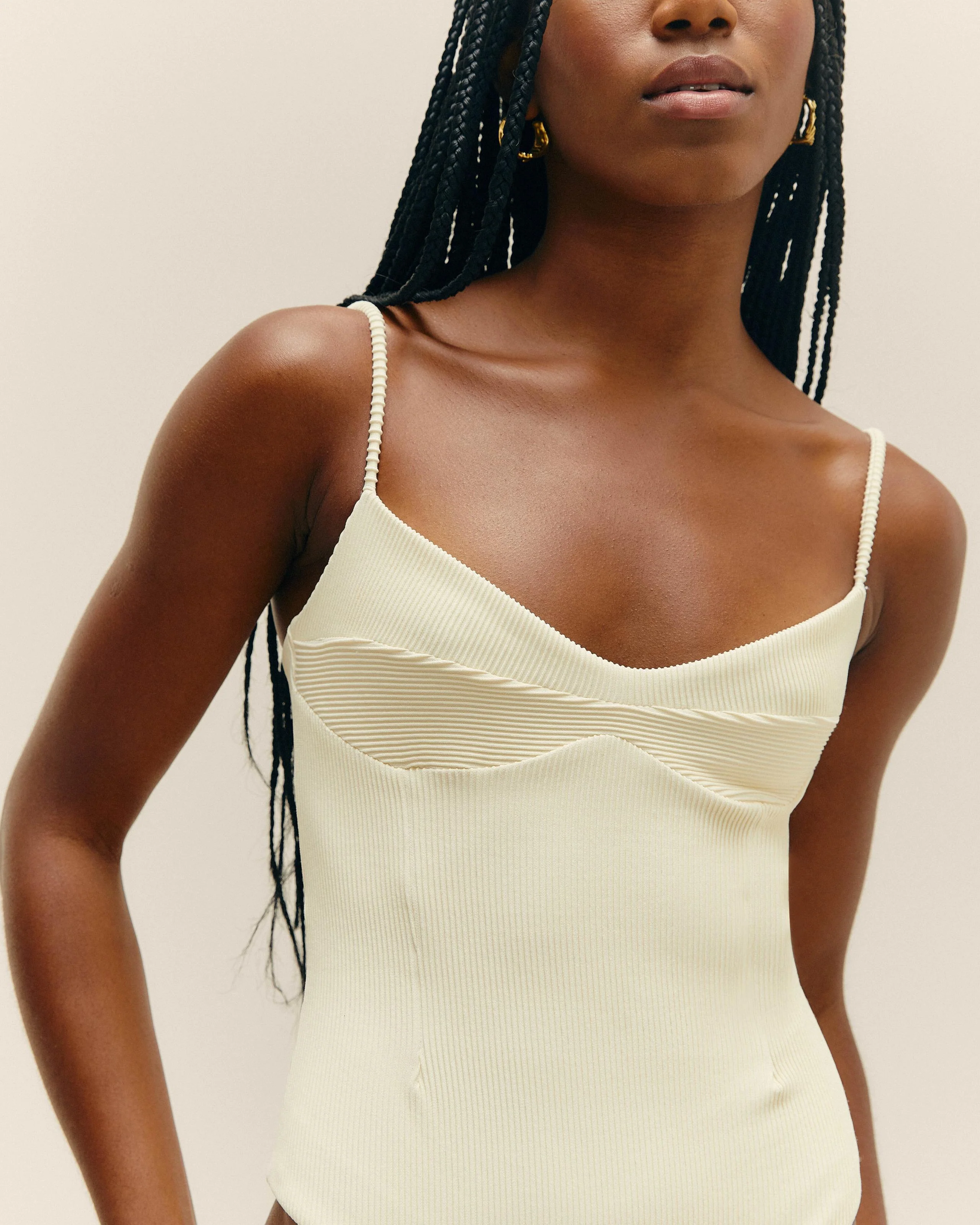 RIBBED MONICA SWIMSUIT WHITE CLAY - Image 4