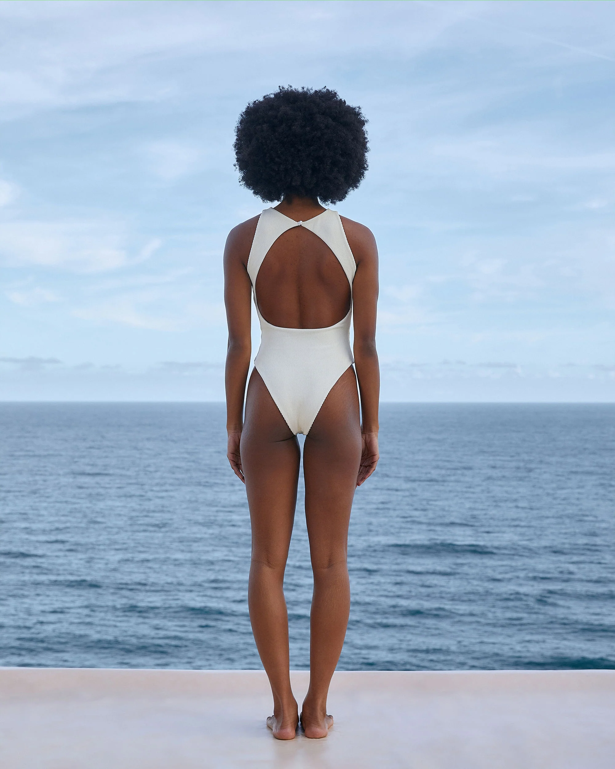 RIBBED TWY SWIMSUIT WHITE CLAY - Image 3