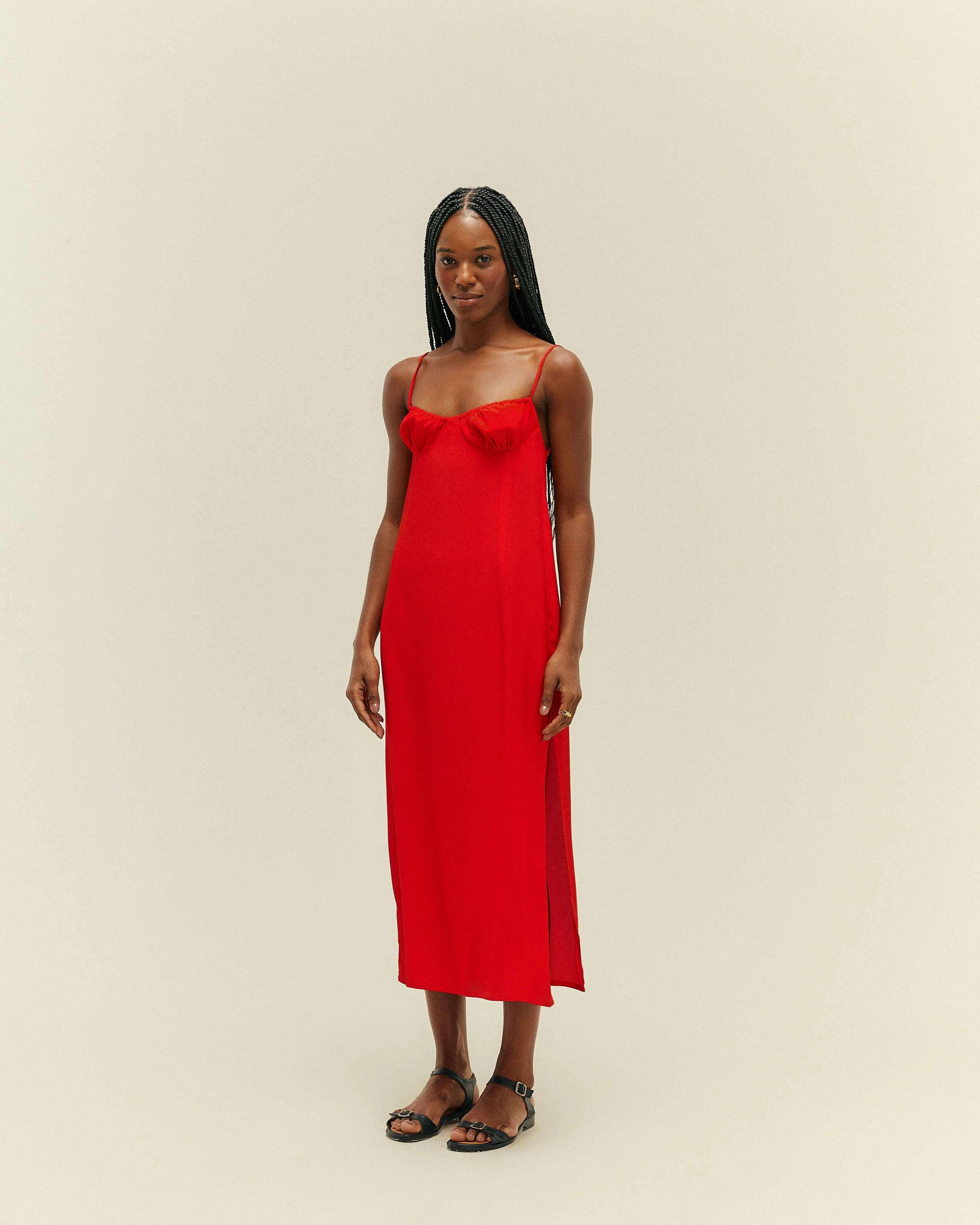 TAISSA VISCOSE DRESS RED SHIFT