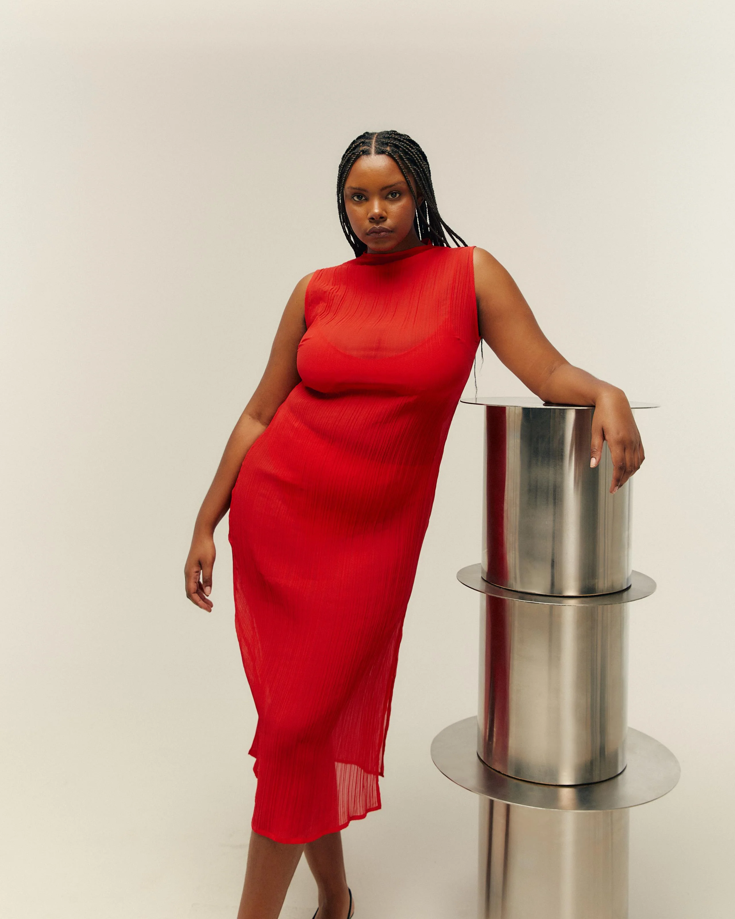VESTIDO PINTON PLISSADO RED SHIFT - Image 5